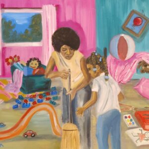 Mother telling daughter to clean room