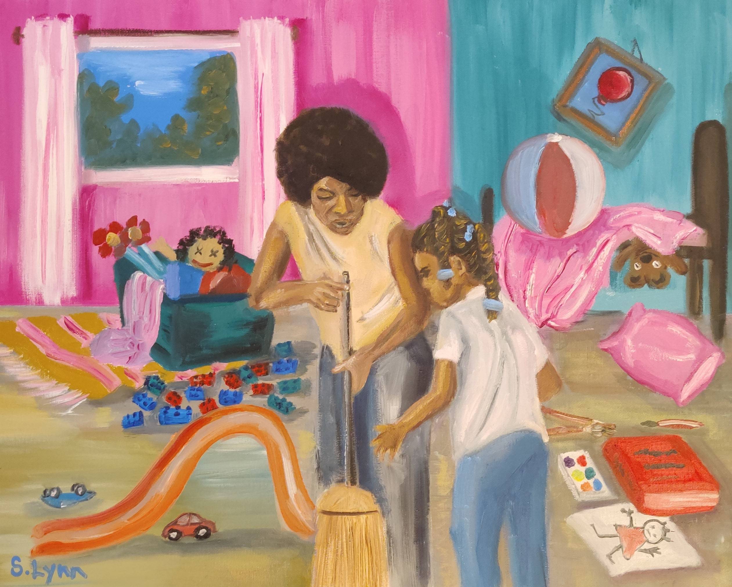 Mother telling daughter to clean room