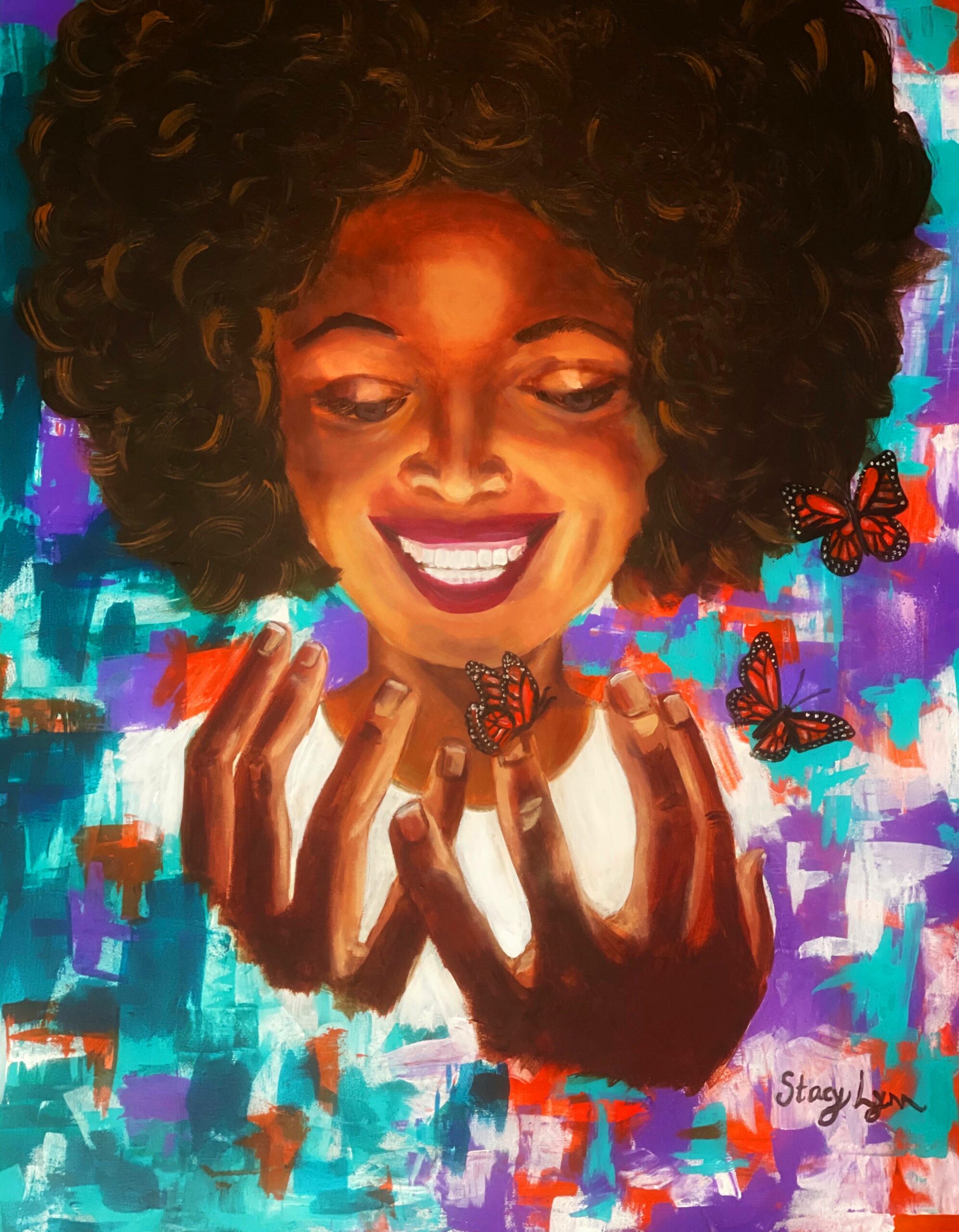 Woman and butterflies