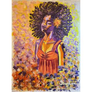 Woman enjoying the breeze in a field of flowers